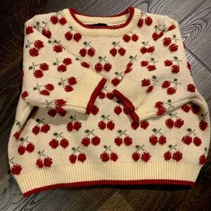 Beautiful Cherry Printed Knit Crop Top